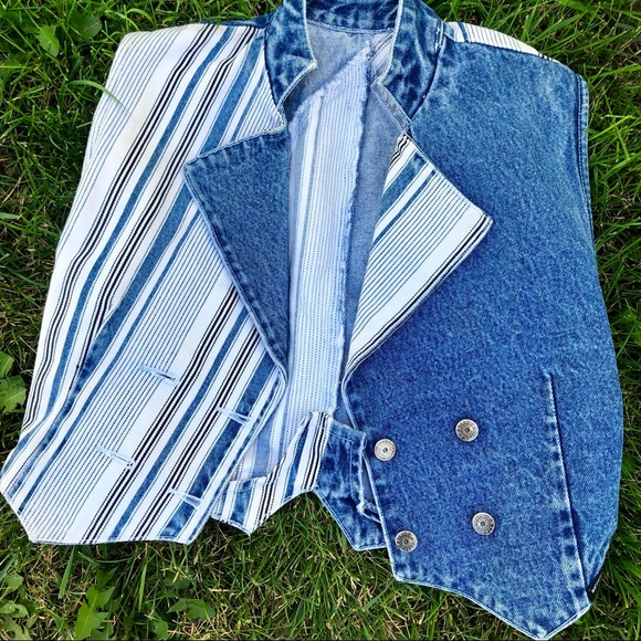 ethics Denim - Vintage western Ethics jean vest patchwork 80s